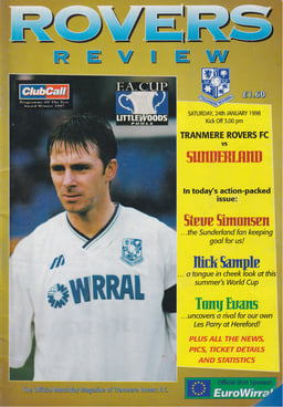 Tranmere Rovers v Sunderland Match Programme 1998-01-24
